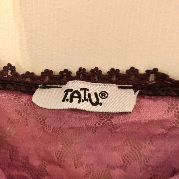 [Women's 7/S/M] TATU Vintage Mesh Top Corset Lace Y2K Fairycore Whimsygoth - Picture 3 of 8